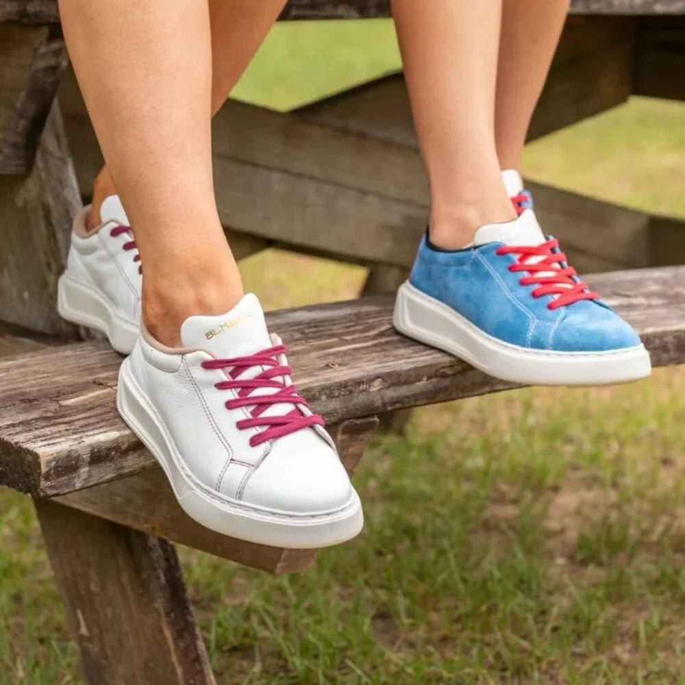 BLKSWN Women's White Leather Lace-Up Sneakers - SZ 7
